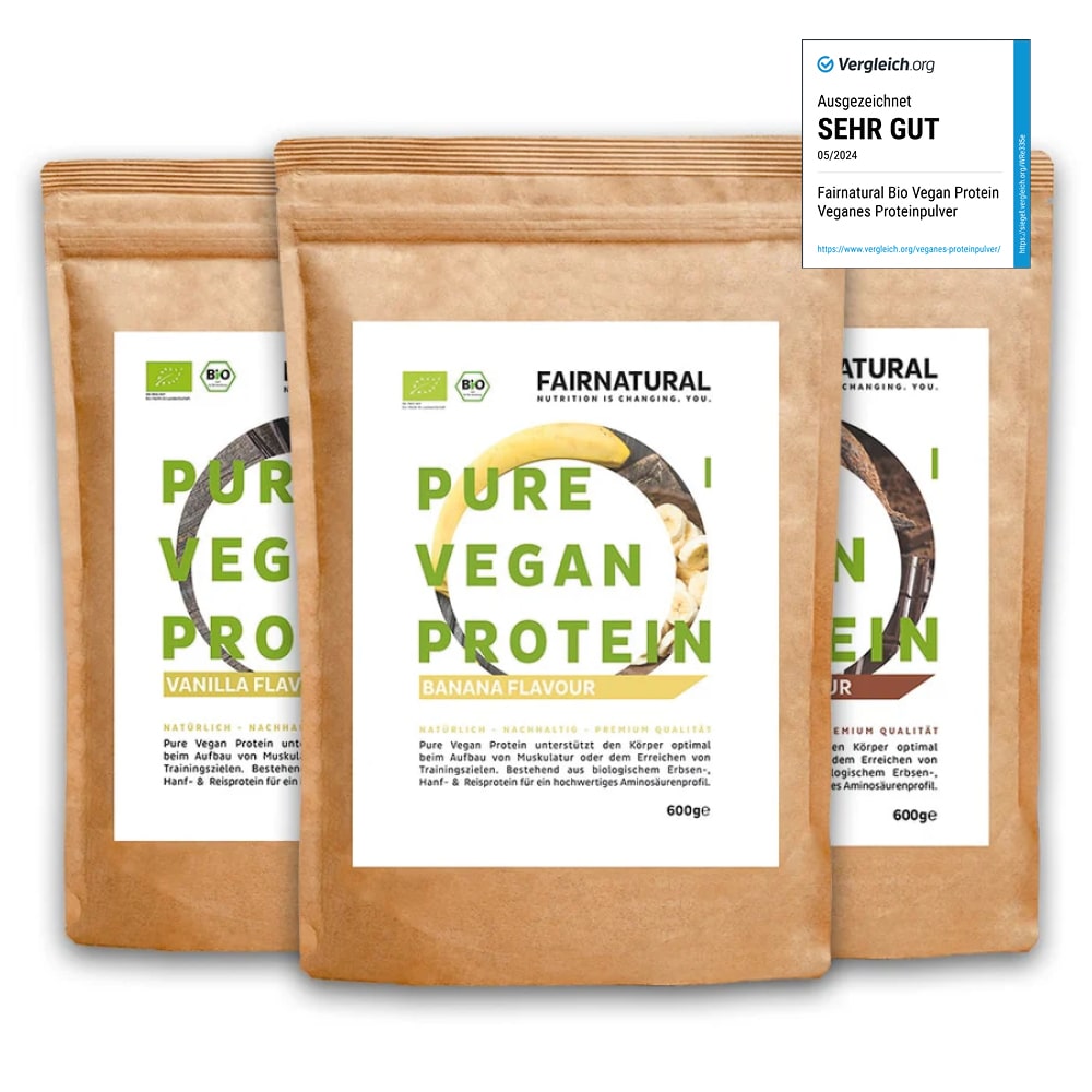 Organic vegan protein powder bundle of 3 (vanilla, chocolate, banana)