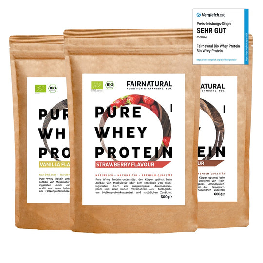 24h Testaktion mit -25% Rabatt: Whey Bio Proteinpulver 3er Bundle (Sorten frei wählbar)